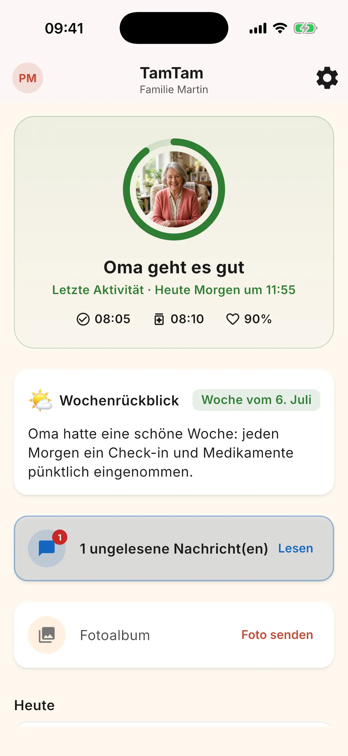 Familien-Dashboard mit Gesundheitsindikatoren