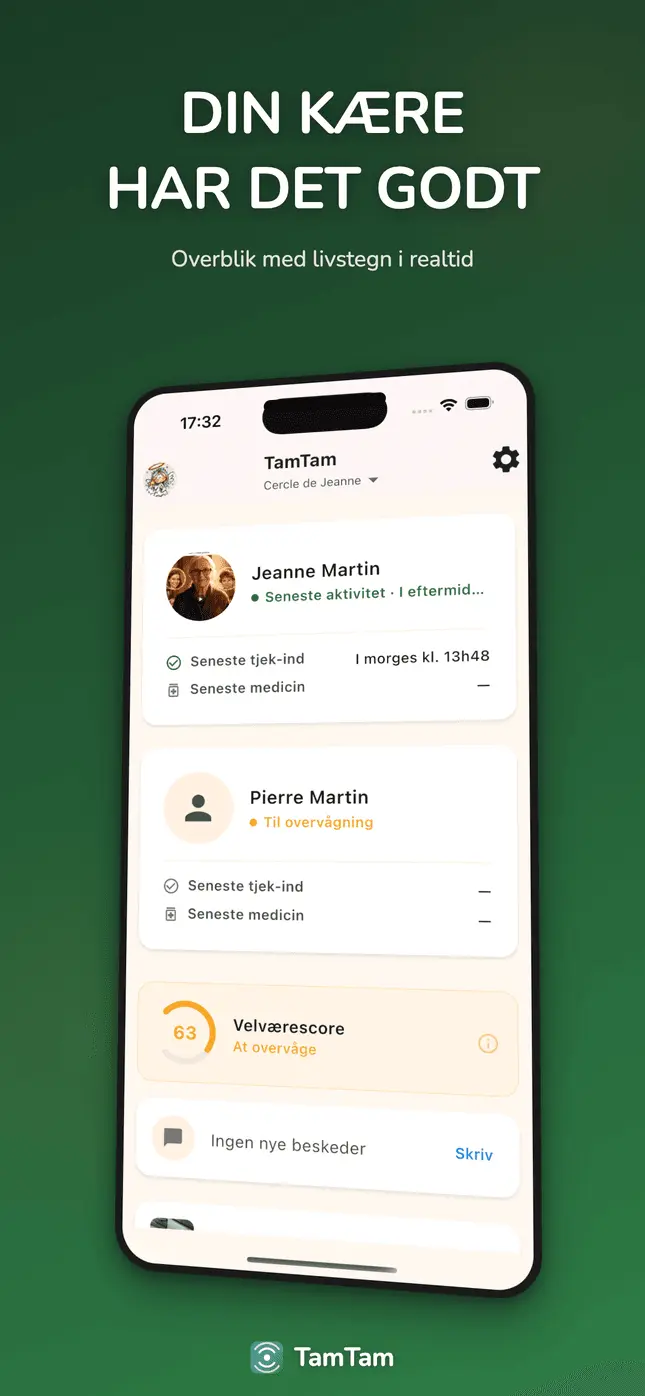 Familie-dashboard med helbredsindikatorer