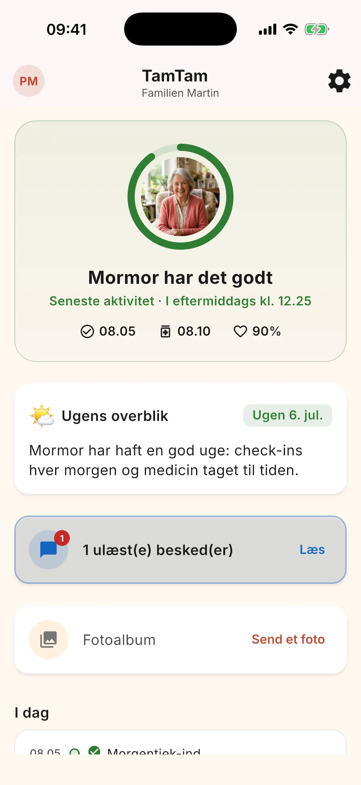 Familie-dashboard med helbredsindikatorer