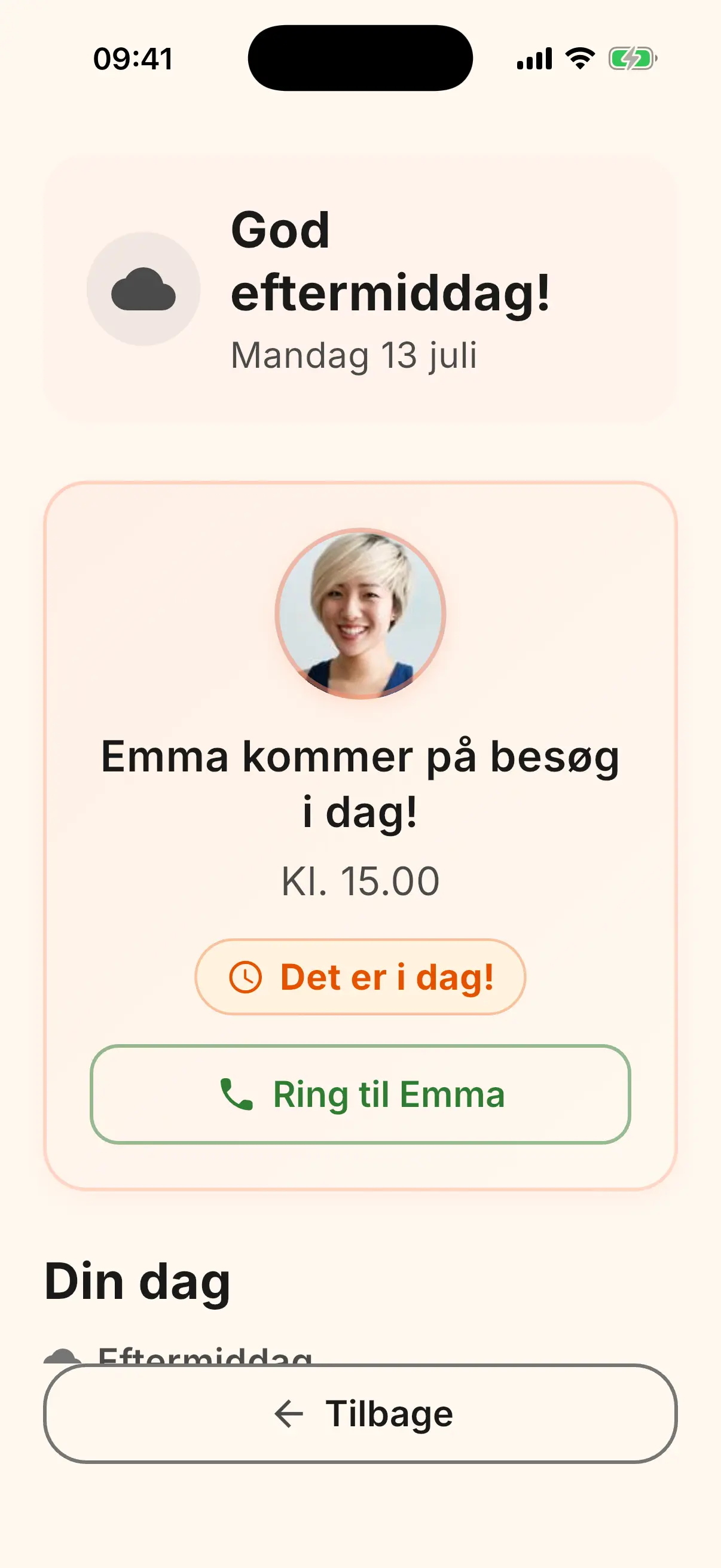 Kalender med kommende begivenheder