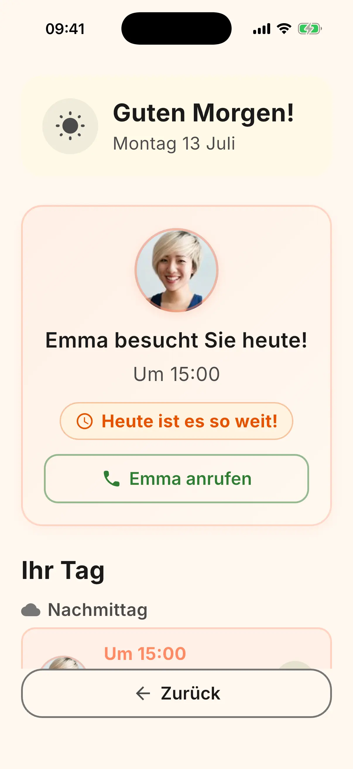 Kalender mit bevorstehenden Ereignissen