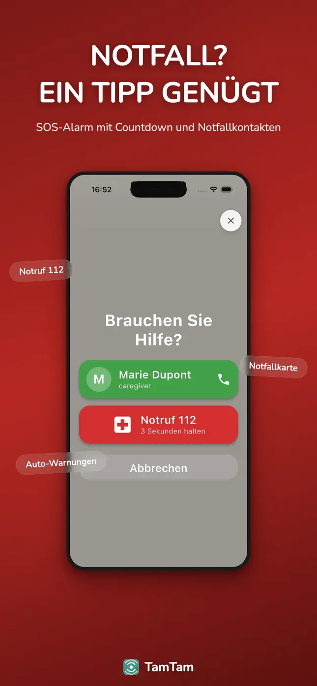 SOS-Taste im Notfallmodus