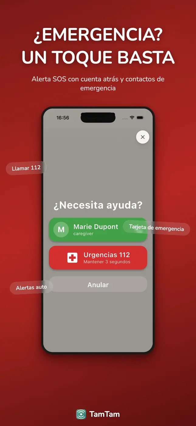 Botón SOS en modo emergencia