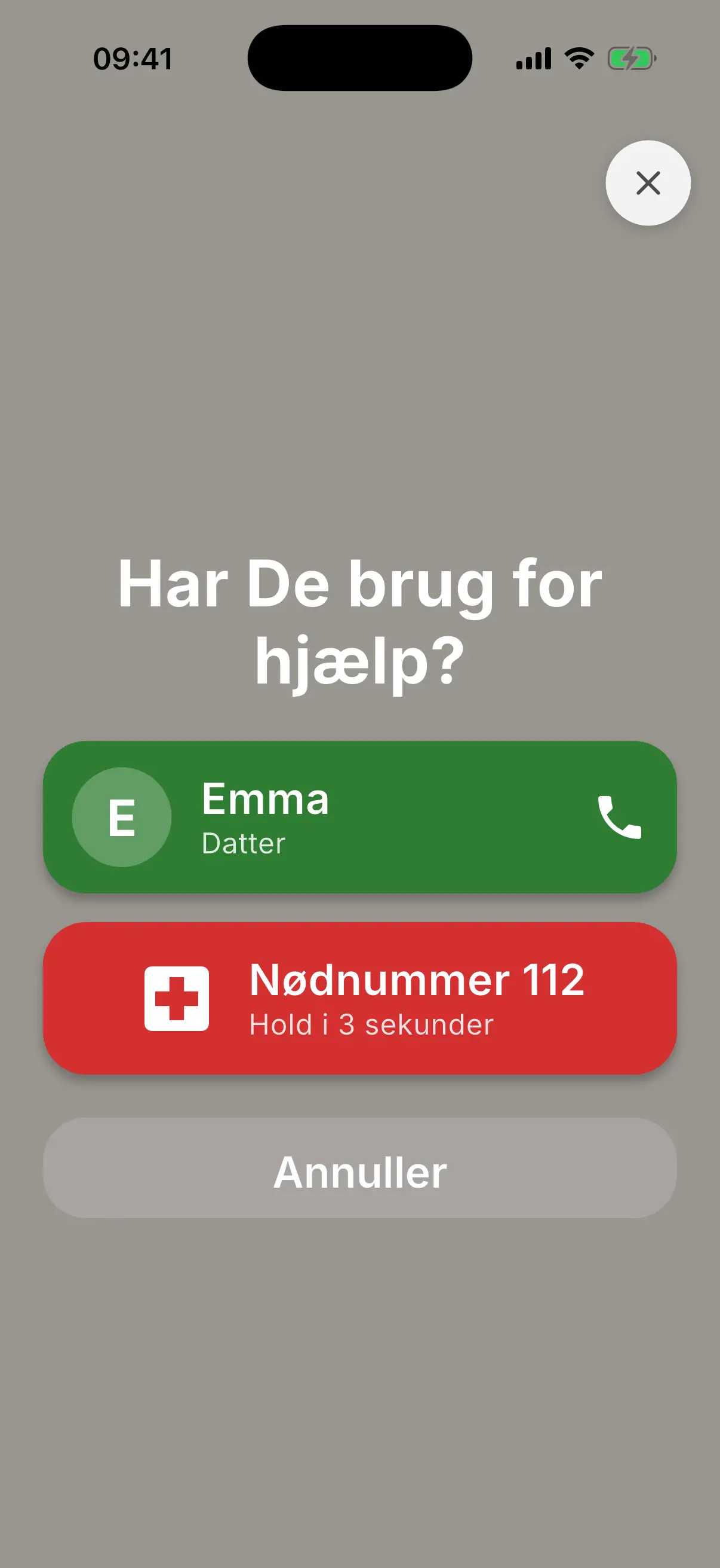 SOS-knap i nødtilstand
