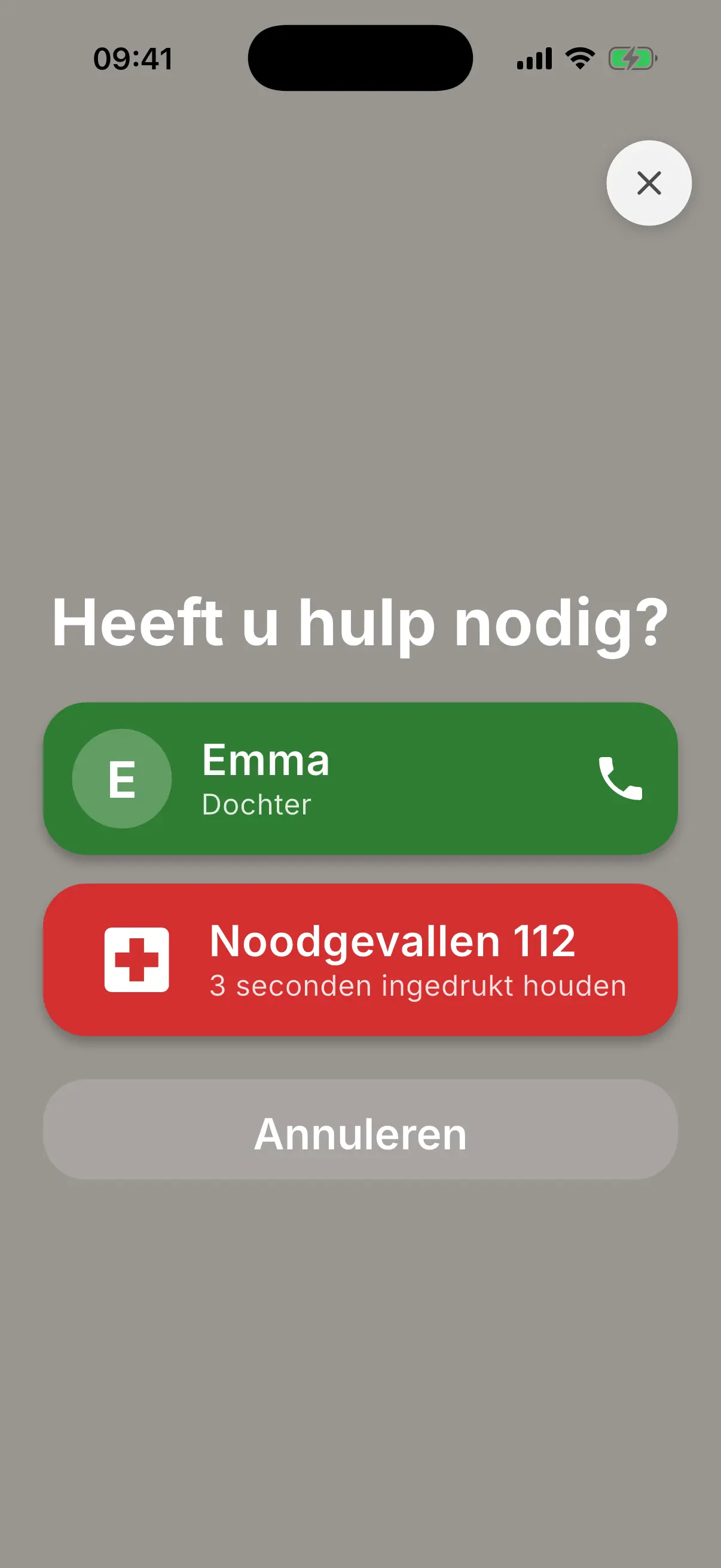 SOS-knop in noodmodus