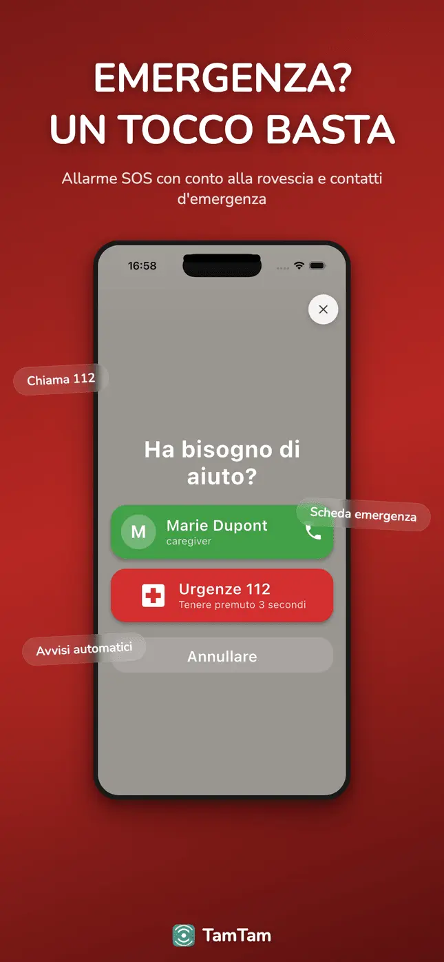 Pulsante SOS in modalità emergenza